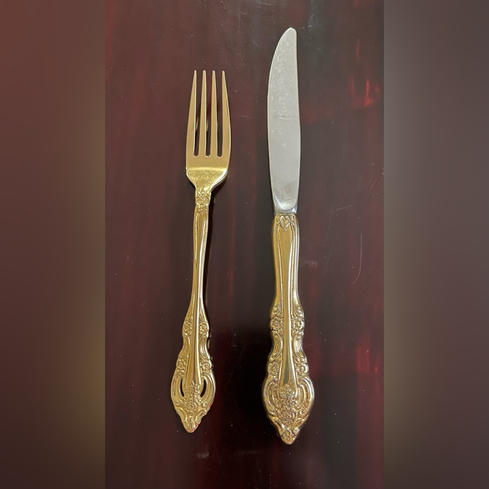 Vintage Community Gold Toned Dinner Fork & Knife